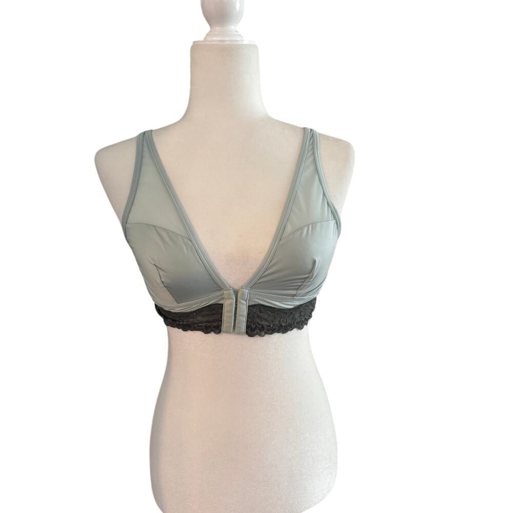 RARE Aerie Corset-Style Bralette With Front Hook Closure Light Green Size Large
